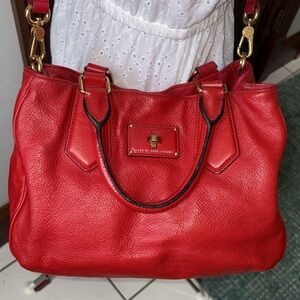 Marc Jacobs  satchel  shoulder /Crossbody bag  leather holiday red 3 compartment